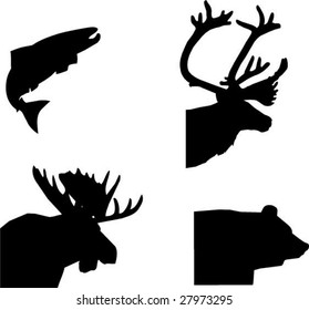 4 vector animals silhouettes