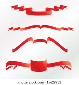 4 Vector banner/ribbon styles in red