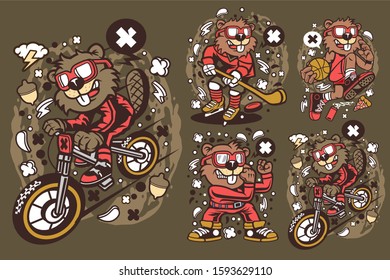 4 Vector Beaver Cartoon Character 1