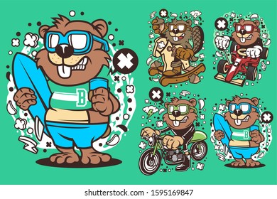 4 Vector Beaver Cartoon Character 2 (2)