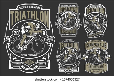 4 Vector Bicycle Badge Design Set