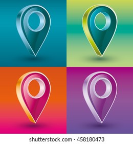 4 Vector colorful 3d place pointers