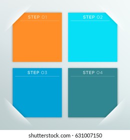 4 Vector Colourful Square Blank Text Boxes Template