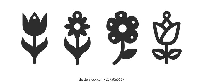 4 vector designs with flowers for earrings, pendant or keychain. Jewelry silhouette laser cut template. Cnc cutting with metal, wood or leather