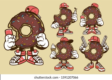 4 Vector Donut Cartoon Character