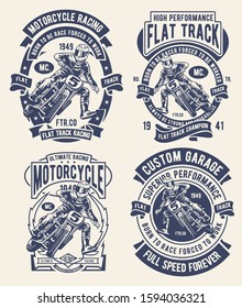 4 Vector Flat Track Badge Design Set