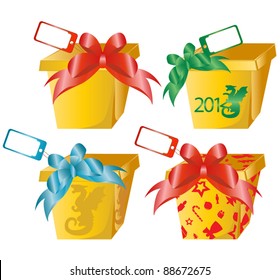 4 vector gift boxes with color bows