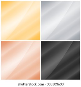 4 vector glossy square background of gold, silver, copper and black diamond that can be used as banners