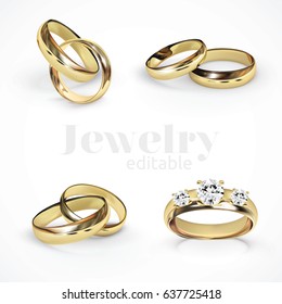 4 Vector Gold Wedding Rings