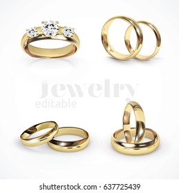4 Vector Gold Hochzeitsringe