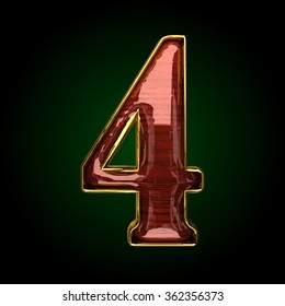 4 vector golden letter with red wood