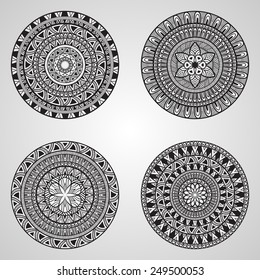 4 Vector Hand Drawn Doodle Mandalas, all brushes included, you can create your own pattern