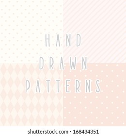 4 vector hand drawn seamless pattern set