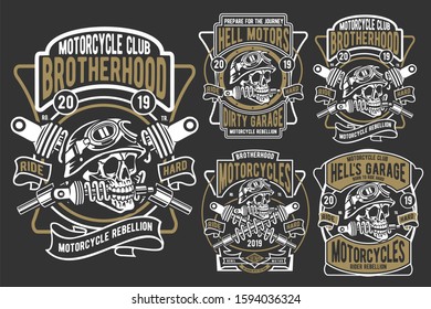 4  Vector Hell Motors Badge Design Set