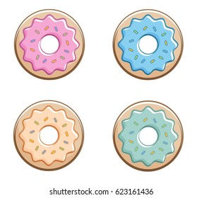 4 vector iced donuts illustration