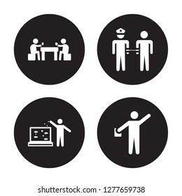 4 vector icon set : Baccarat, Aquarium, Arrest, Acting isolated on black background