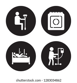 4 vector icon set : Blood test, pressure, Pressure Gauge, drop isolated on black background