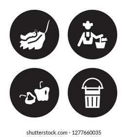 4 vector icon set : Caterpillar, Capsicum, self-sufficient, Bucket isolated on black background