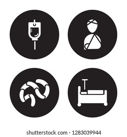 4 vector icon set : Enema, Emergency, Emergency Call, Electrocardiogram isolated on black background