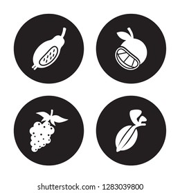 4 vector icon set : Guava, Grape, Grapefruit, Gooseberry isolated on black background