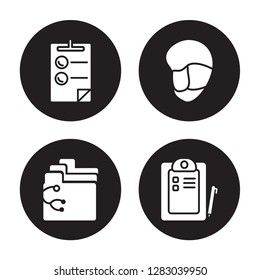 4 vector icon set : Injury, Hospital, Hospital bed, Health care isolated on black background