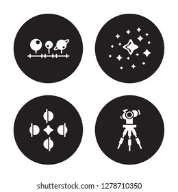 4 vector icon set : Magnitude, Solstice, Star Cluster, Reflector isolated on black background