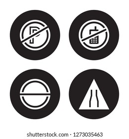 4 vector icon set : No parking, entry, mobile phone, Narrow road isolated on black background