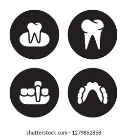 4 vector icon set : Occlusal, Overdenture, Oral, Partial Denture isolated on black background