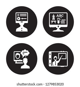 4 vector icon set : Online learning, course, education, online coaching isolated on black background