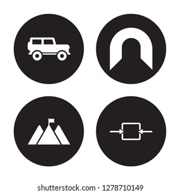 4 vector icon set : safari desert, expedition, passage, Outbound isolated on black background