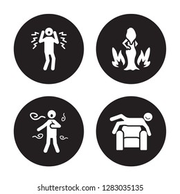 4 vector icon set : shocked human, sca sexy satisfied human isolated on black background