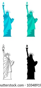 4 vector illustration for Statue of Liberty in New York City.