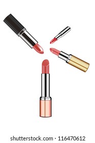 4 vector Lipsticks on white background.