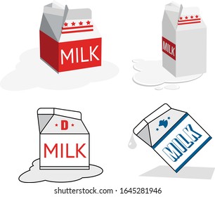 4 vector milk cartons, text is outlined.