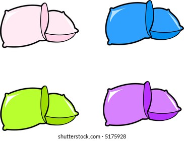 4 Vector Pillows, Pink, Blue, Green and Purple