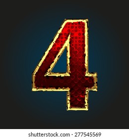 4 vector red letter with gold