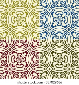 4 Vector Seamless Eastern Pattern, seamless pattern in swatch menu