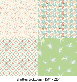 4 Vector seamless floral pattern 