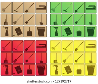 4 vector sets of cleaning icons