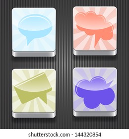 4 vector shiny icons with speech bubbles,  transparency effects, fully editable eps 10 file