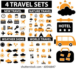 4 vector travel & vacation sets. svg