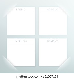 4 Vector White Square Blank Text Boxes Template