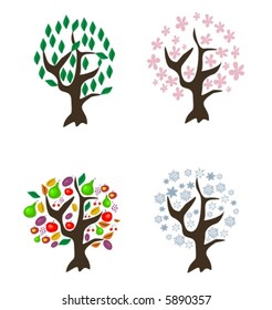 4 vector-trees of different seasons