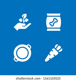 4 vegetarian icons in vector set. seeding, paella, carrot and snack illustration for web and graphic design