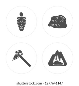 4 Venus willendorf  Axe  Cave painting  modern icons round shapes  vector illustration  eps10  trendy icon set 