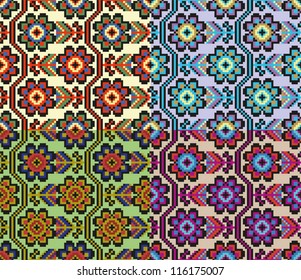 4 versions of flower embroidery pattern