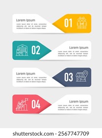 4 Vertical infographic elements options. Banner, Poster, Presentation and Strategy. Vector illustration.