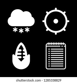 4 view icons with notebook and snow cloud in this set
