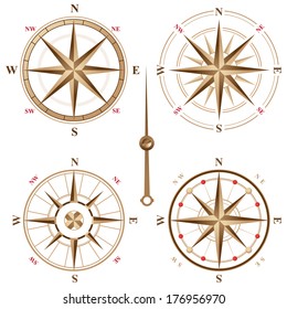 4 vintage compass icons