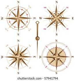 4 vintage compasses